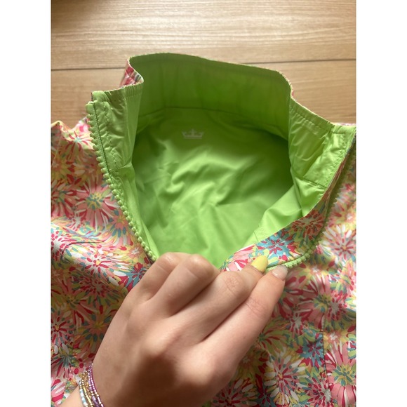 Peter Millar Ladies Morgan Reversible Vest Pink Lime Green Floral Golf Small - Picture 5 of 6